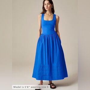 NWT J. Crew drop waist mixi dress, S, Electric Blue